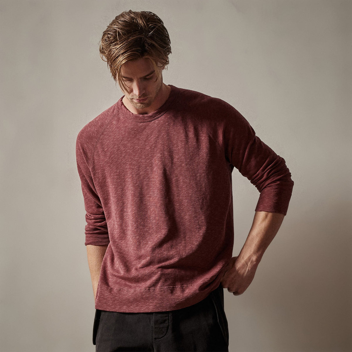 Vintage French Terry Sweatshirt in Claret Pigment | James Perse Los Angeles