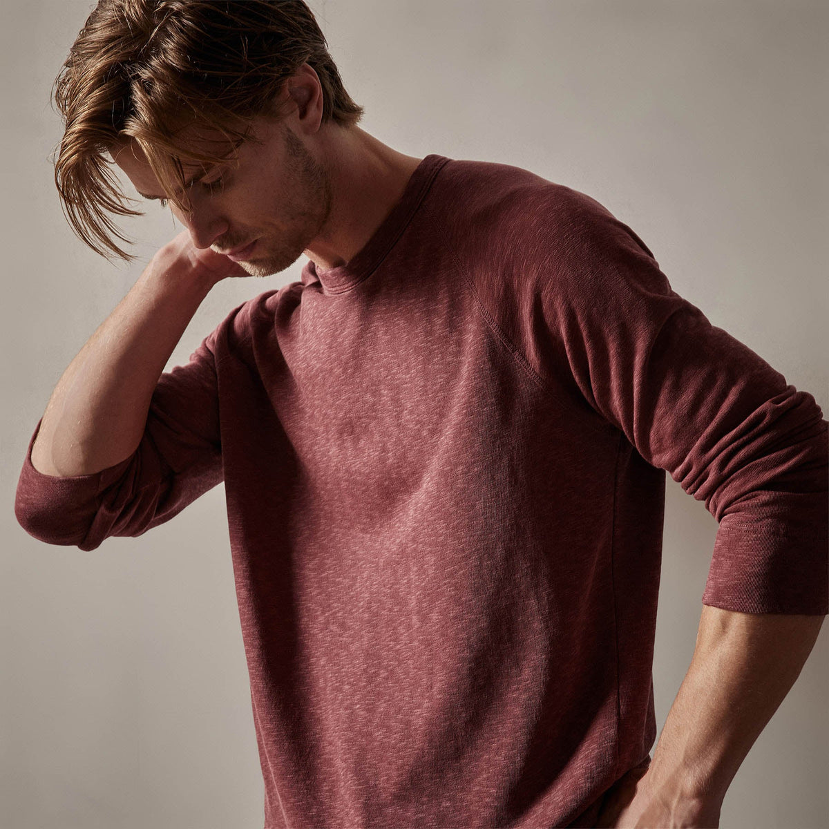 Vintage French Terry Sweatshirt in Claret Pigment | James Perse Los Angeles