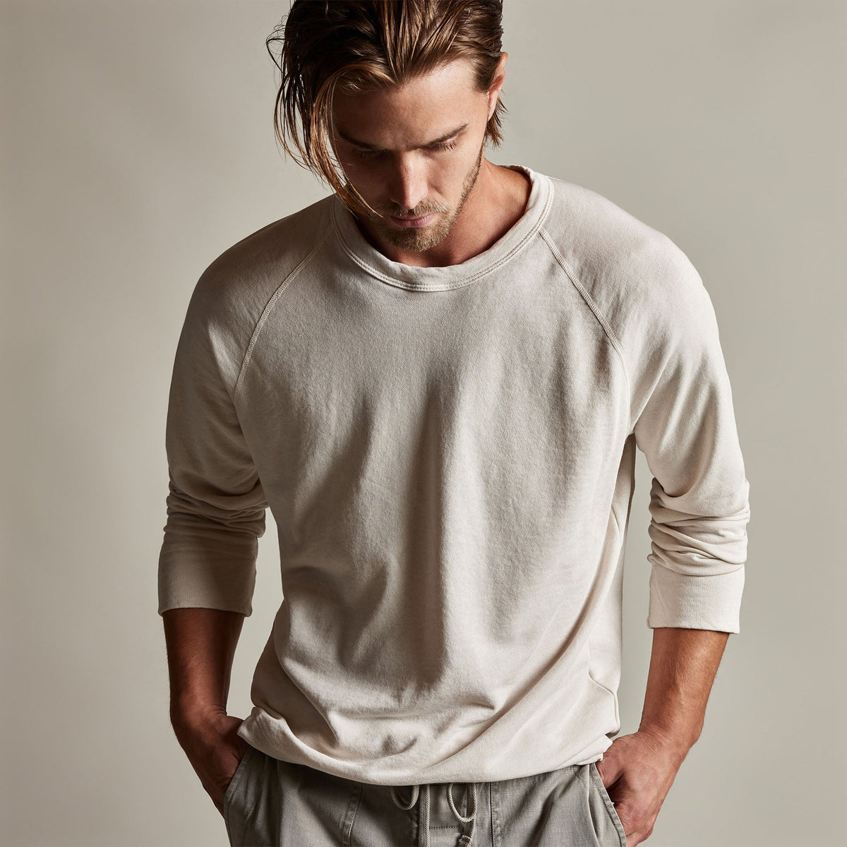 Vintage French Terry Sweatshirt in Canvas Pigment | James Perse Los Angeles