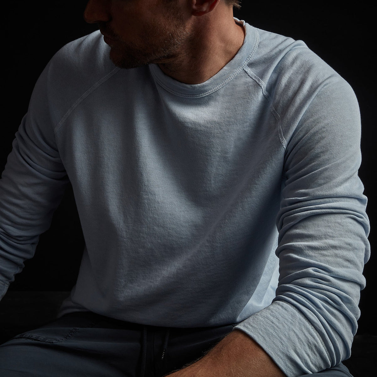 Vintage French Terry Sweatshirt in Powder Blue Pigment | James Perse Los Angeles
