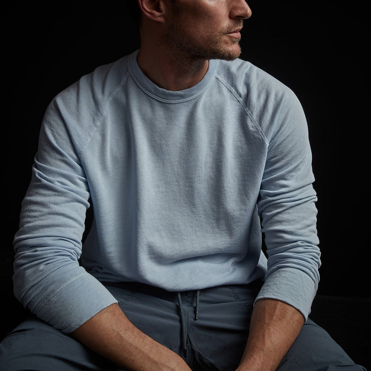 Vintage French Terry Sweatshirt in Powder Blue Pigment | James Perse Los Angeles