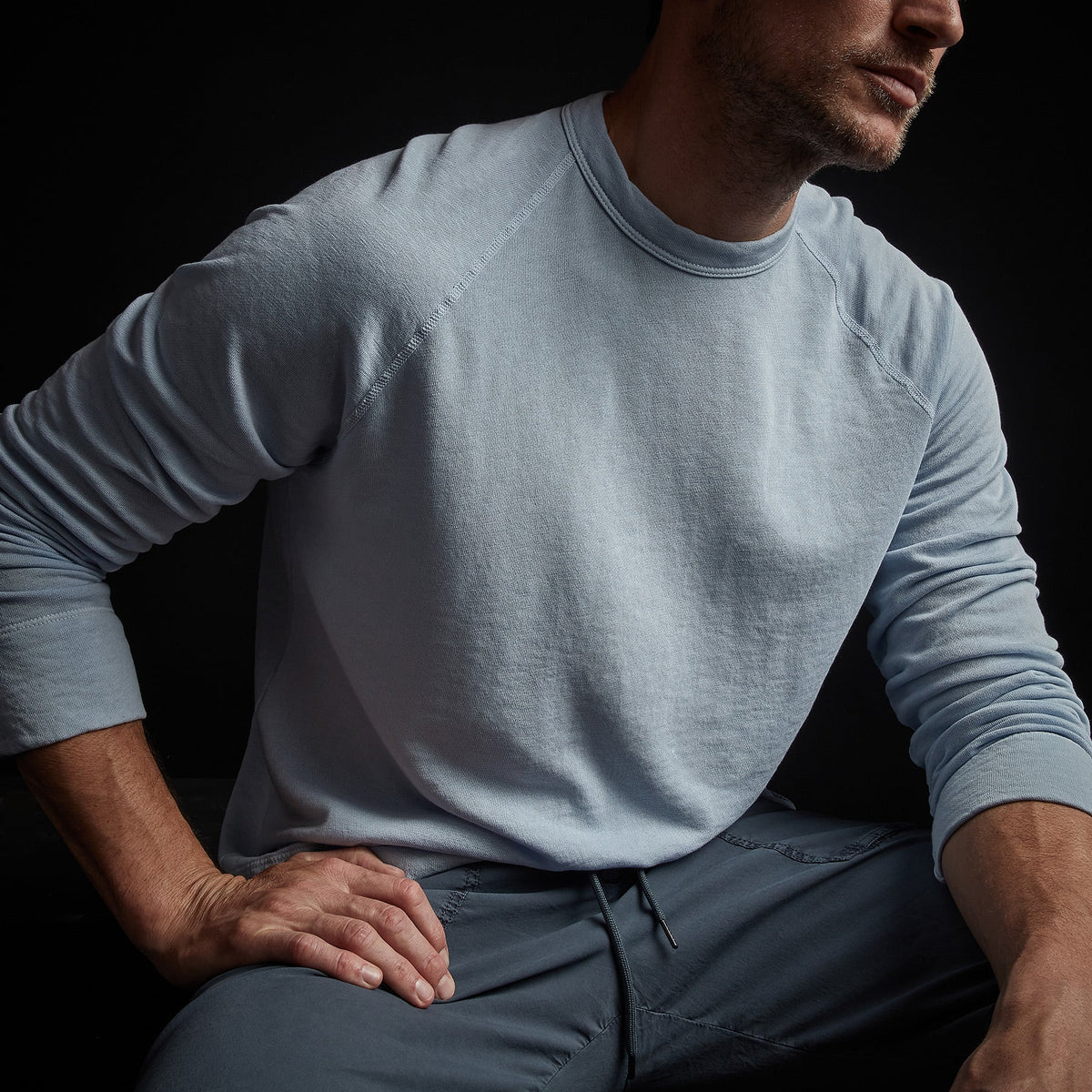 Vintage French Terry Sweatshirt in Powder Blue Pigment | James Perse Los Angeles