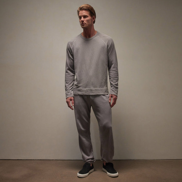 Vintage French Terry Sweatshirt in Silver Grey Pigment | James Perse Los Angeles