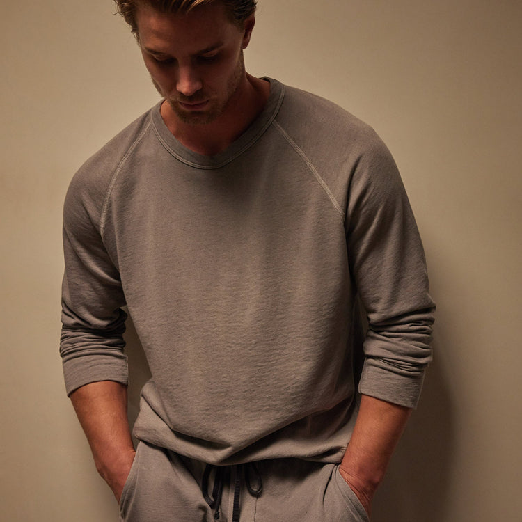 Vintage French Terry Sweatshirt in Silver Grey Pigment | James Perse Los Angeles