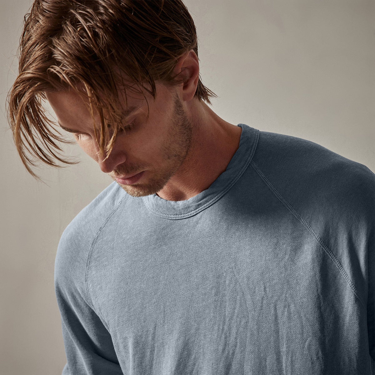 Vintage French Terry Sweatshirt in Bluestone Pigment | James Perse Los Angeles