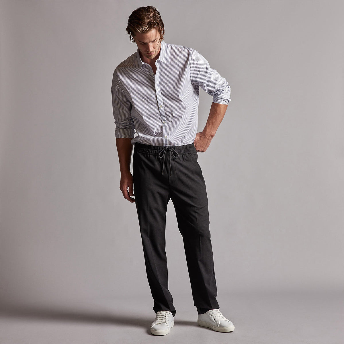 Stretch Wool Blend Pant in Coal | James Perse Los Angeles