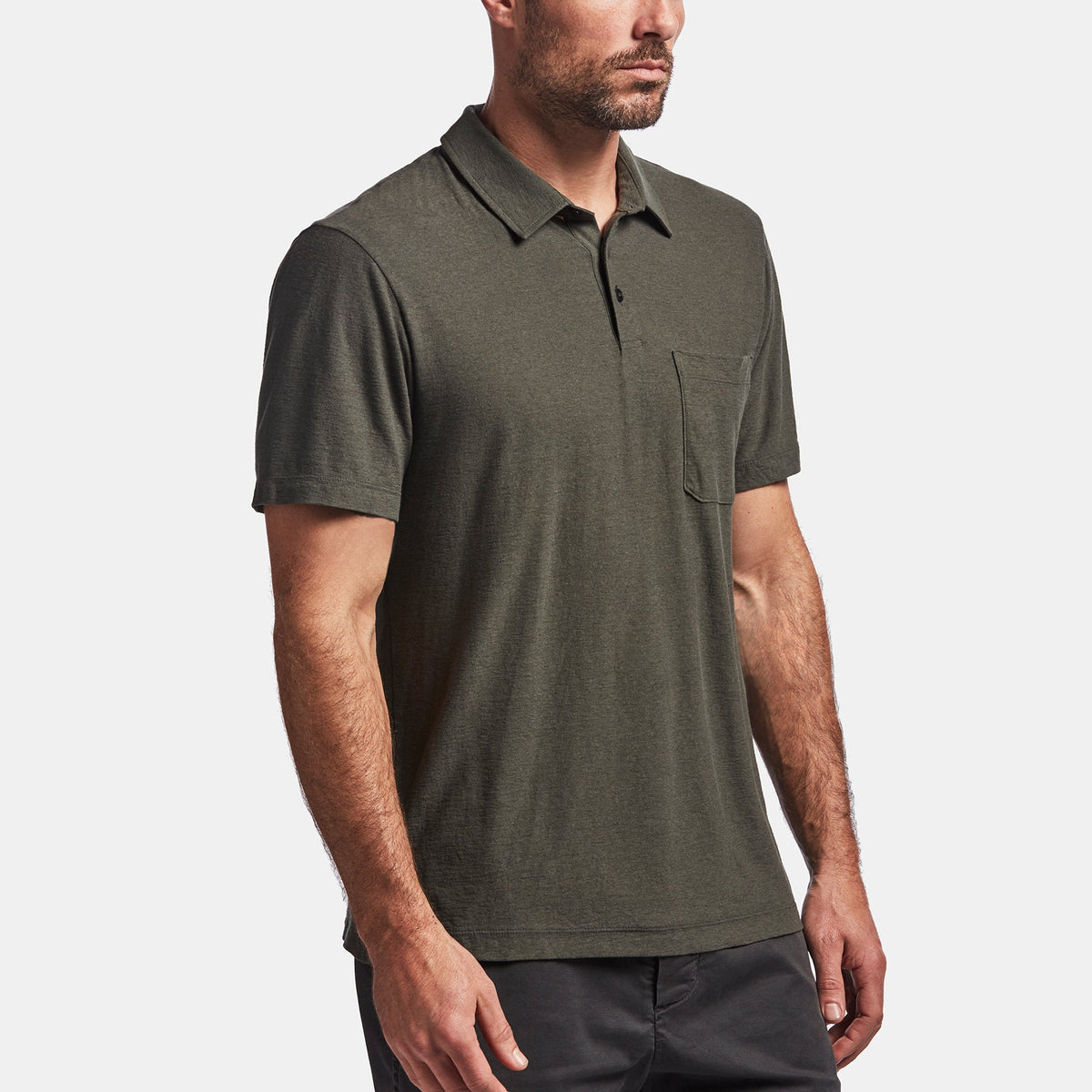 Cotton Linen Jersey Pocket Polo In Marsh | James Perse Los Angeles