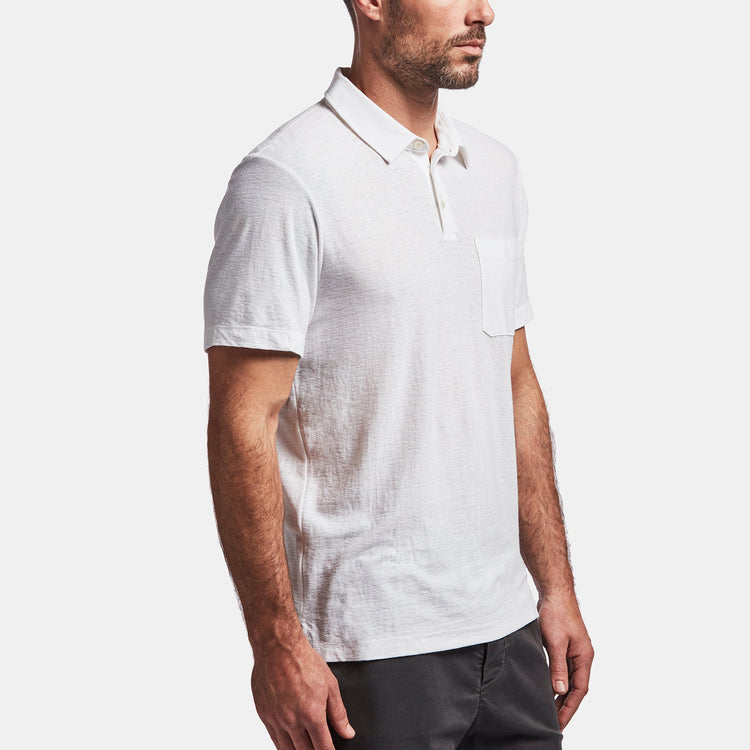 Cotton Linen Jersey Pocket Polo In White | James Perse Los Angeles