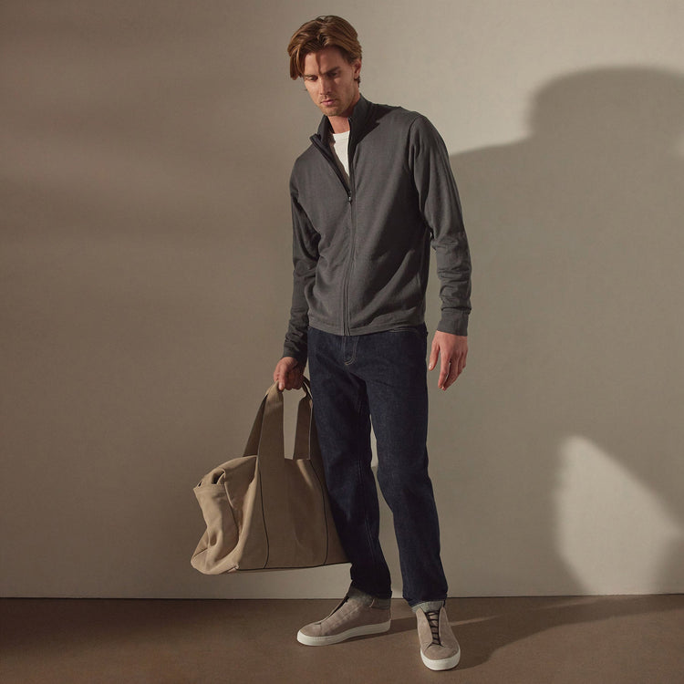 Linen Blend Zip Up in Pipe/Magma | James Perse Los Angeles