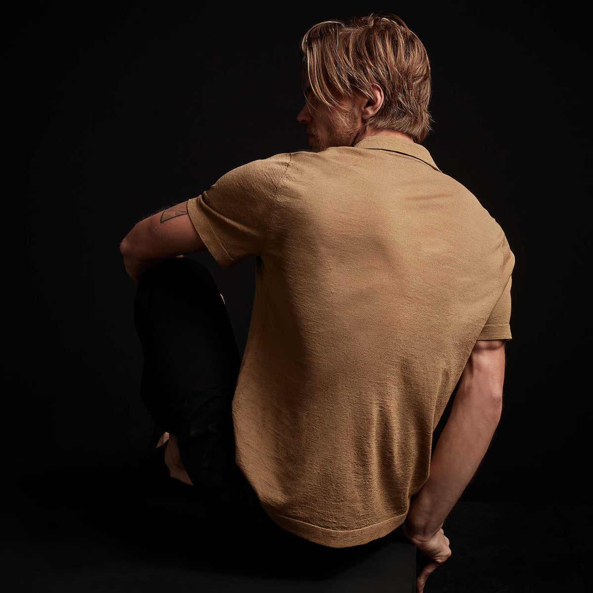 Linen Blend Knit Shirt - Bronze | James Perse Los Angeles