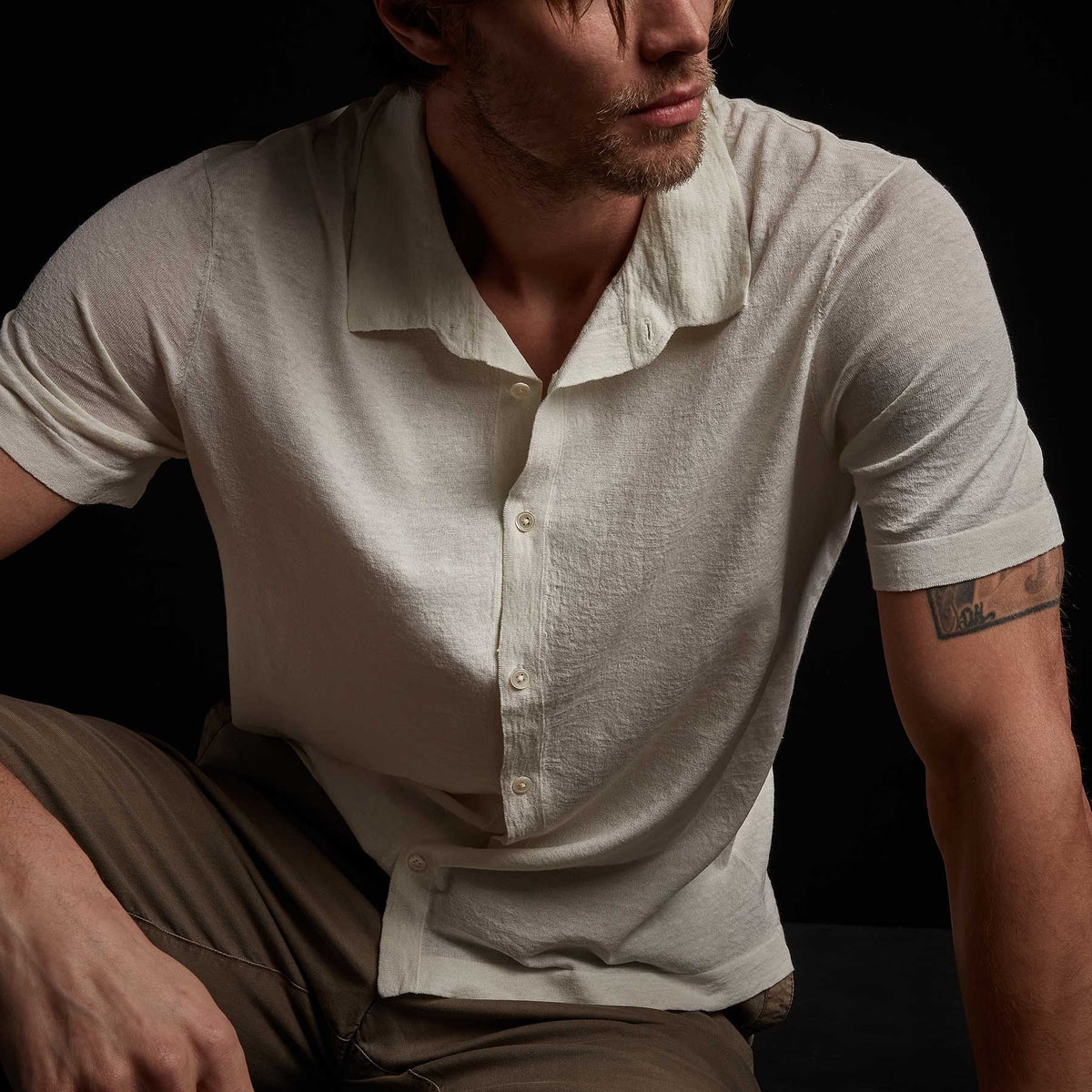 Linen Blend Knit Shirt - Celadon | James Perse Los Angeles