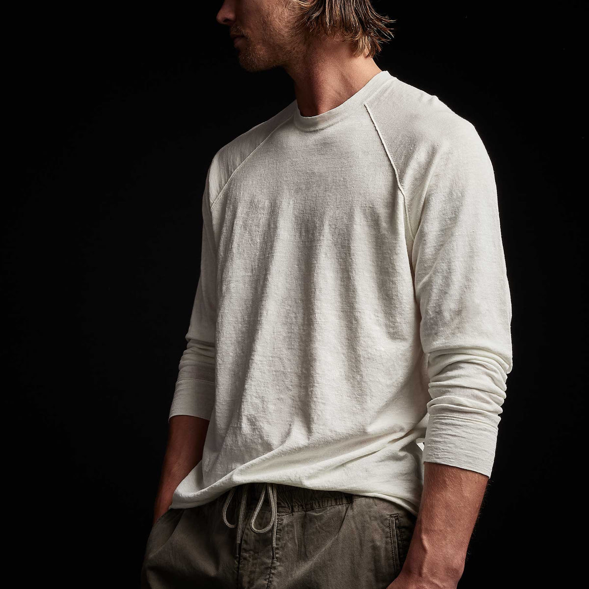 Stretch Linen Raglan Sweater in Celadon | James Perse Los Angeles 