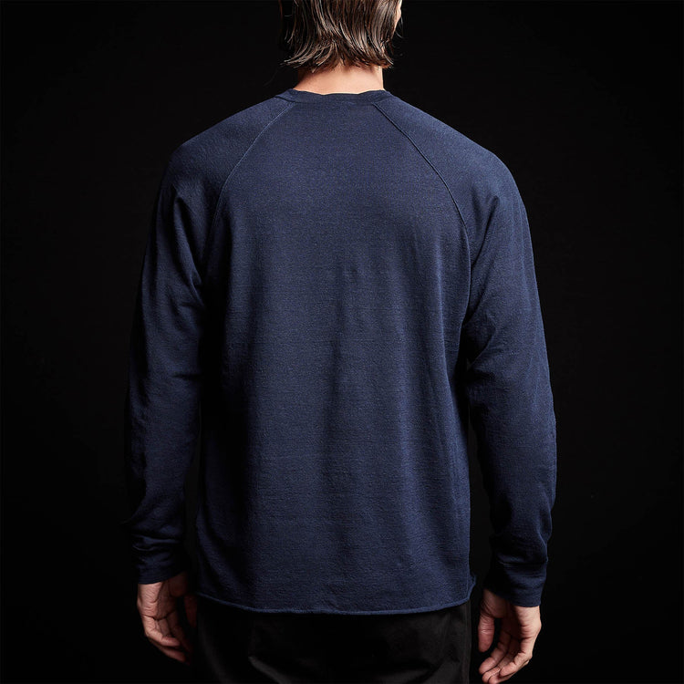 Stretch Linen Raglan Sweater in Navy | James Perse Los Angeles 