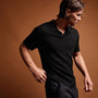 Ribbed Linen Mojave Polo in Black | James Perse Los Angeles
