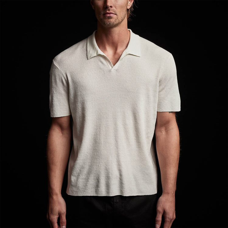 Stretch Linen Ribbed Polo in Celadon | James Perse Los Angeles 