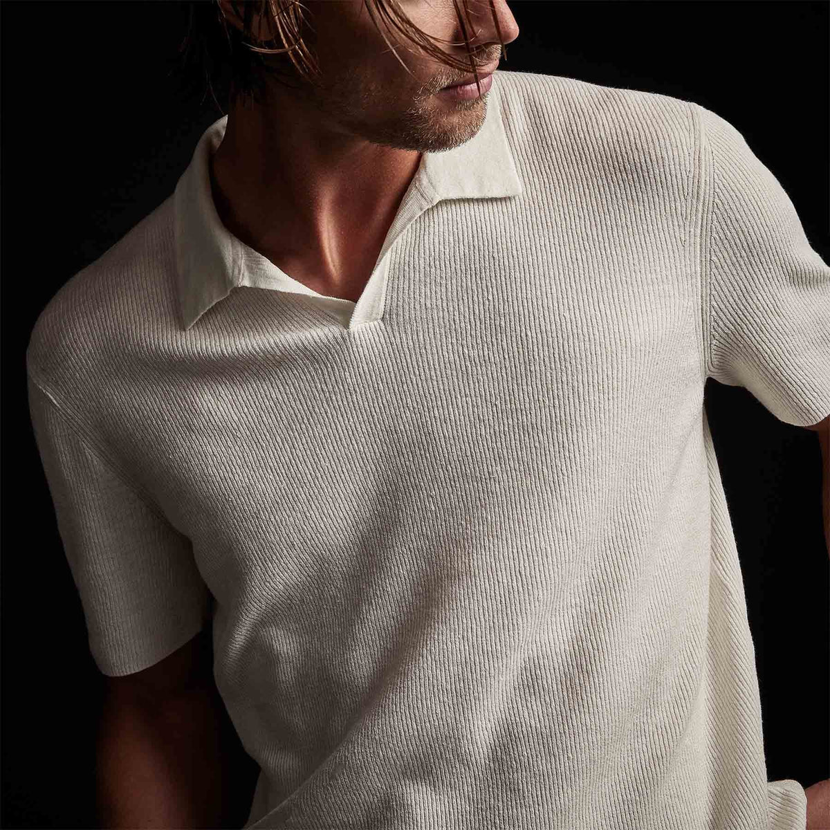 Stretch Linen Ribbed Polo in Celadon | James Perse Los Angeles 