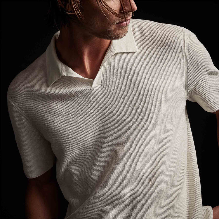 Stretch Linen Ribbed Polo in Celadon | James Perse Los Angeles 