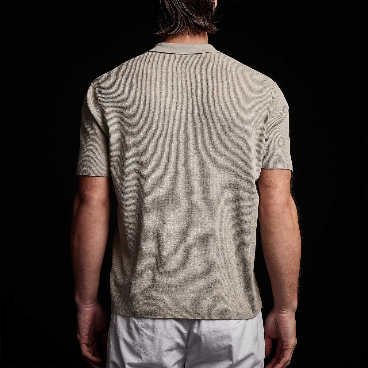 Stretch Linen Ribbed Polo in Mineral | James Perse Los Angeles 