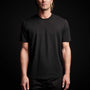 Linen Blend Short Sleeve Crewneck Sweater in Black | James Perse Los Angeles 