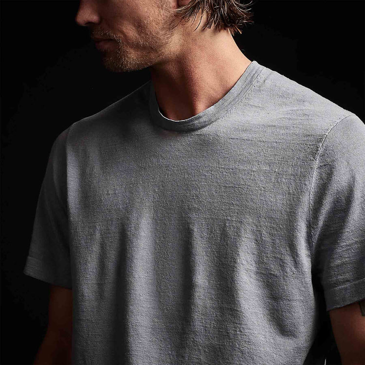 Linen Blend Short Sleeve Crewneck Sweater in Breeze | James Perse Los Angeles 