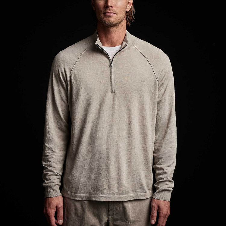Linen Blend Half Zip Sweater in Mineral | James Perse Los Angeles 