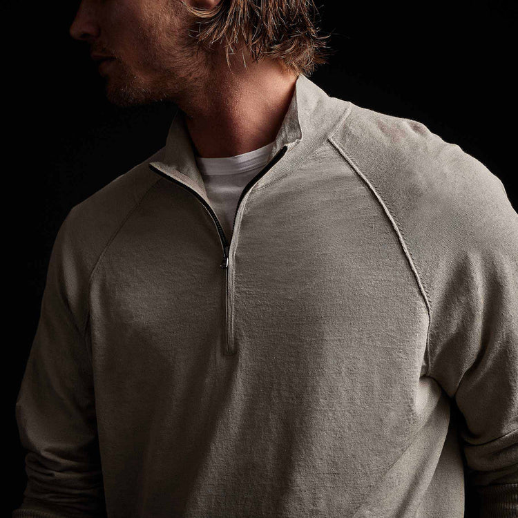 Linen Blend Half Zip Sweater in Mineral | James Perse Los Angeles 