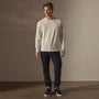 Linen Blend Long Sleeve Contrast Crew in White/Silver Grey | James Perse Los Angeles