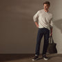 Linen Blend Long Sleeve Contrast Crew in White/Silver Grey | James Perse Los Angeles