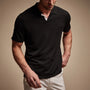 Linen Blend Contrast Polo in Black/White | James Perse Los Angeles