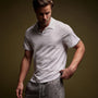 Linen Blend Contrast Polo in White/Silver Grey | James Perse Los Angeles