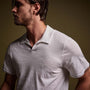 Linen Blend Contrast Polo in White/Silver Grey | James Perse Los Angeles