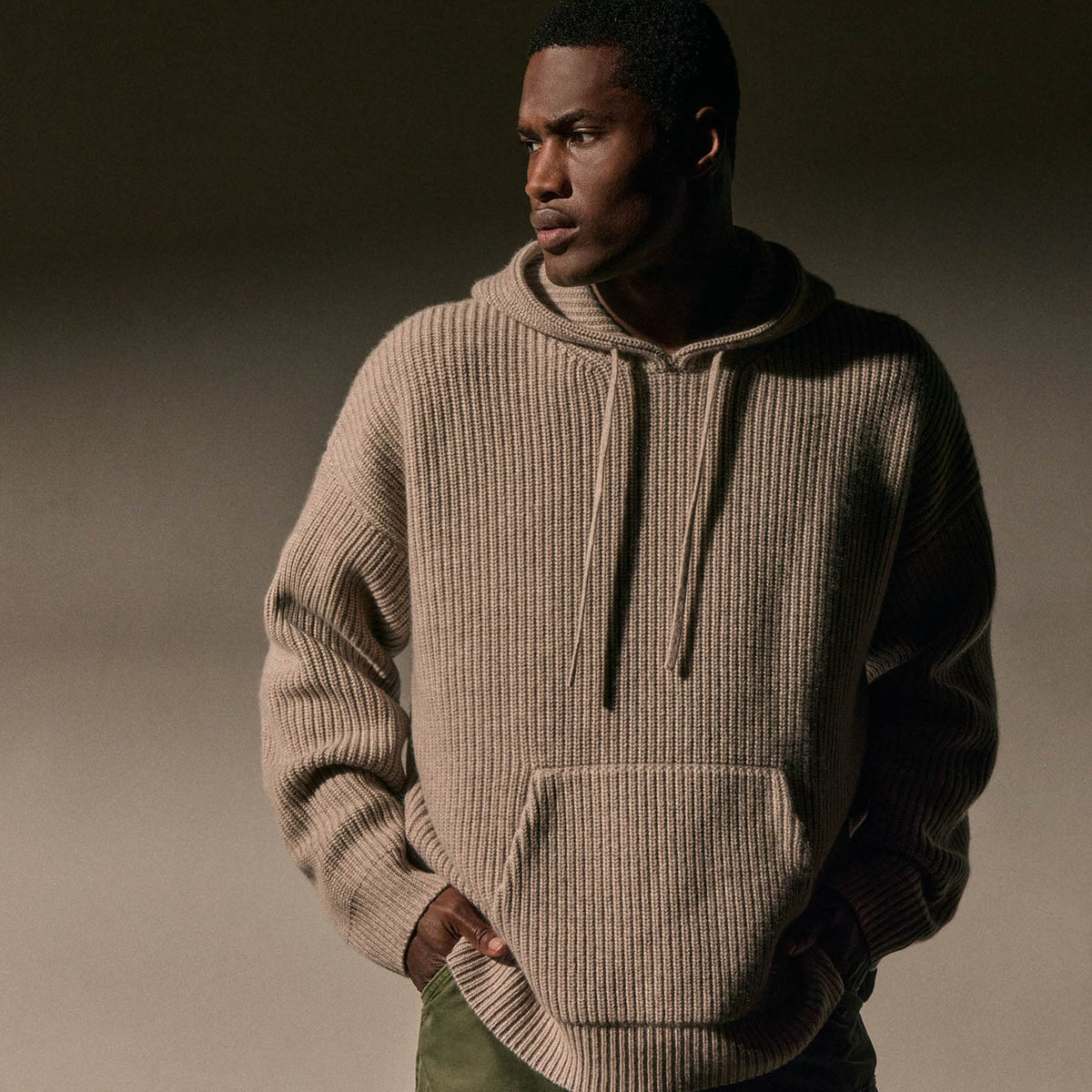 Oversized Hooded Sweater in Stone | James Perse Los Angeles / Mens