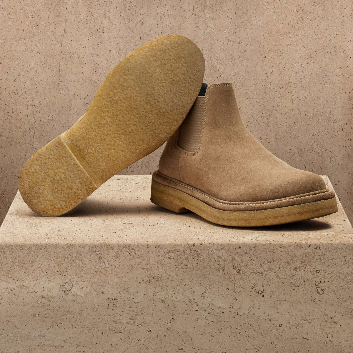 Men's Suede Chelsea Boot In String | James Perse Los Angeles