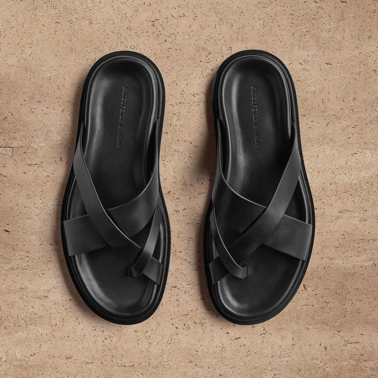 Men's Calf Leather Sandal In Black | James Perse Los Angeles