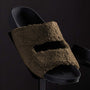 Mens Double Strap Shearling Slide in Olive | James Perse Los Angeles