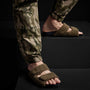 Mens Double Strap Shearling Slide in Olive | James Perse Los Angeles