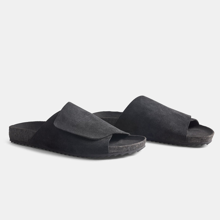 Velcro Suede Slide  Mens In Black | James Perse Los Angeles