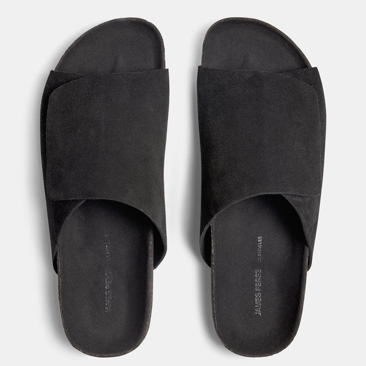 Velcro Suede Slide  Mens In Black | James Perse Los Angeles