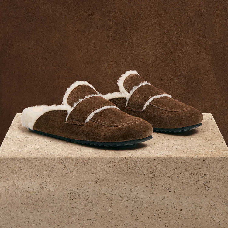 Women's Suede Shearling Loafer in Havana/Ivory | James Perse Los Angeles