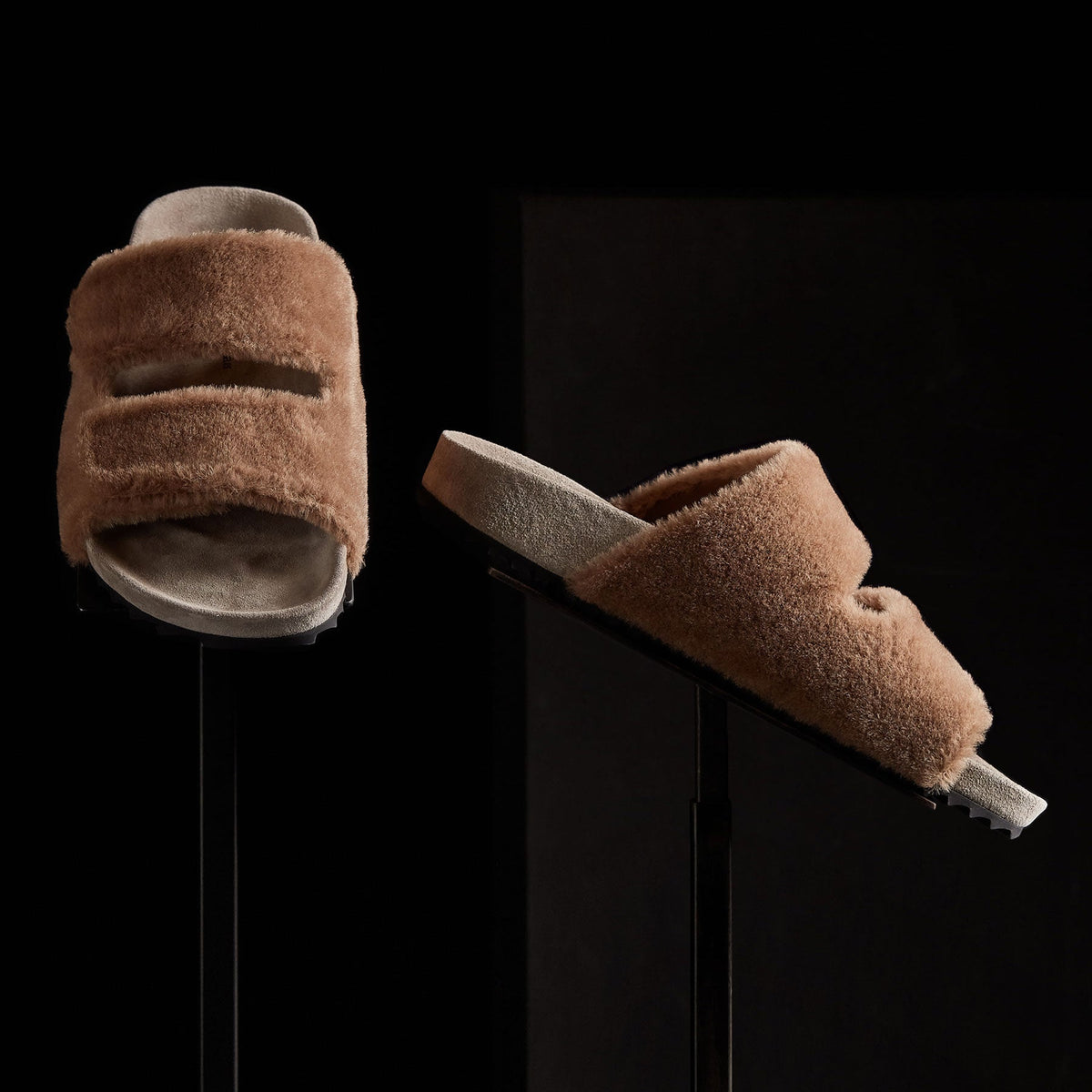 Alpaca Double Strap Slide - Chestnut/Earth | James Perse Los Angeles