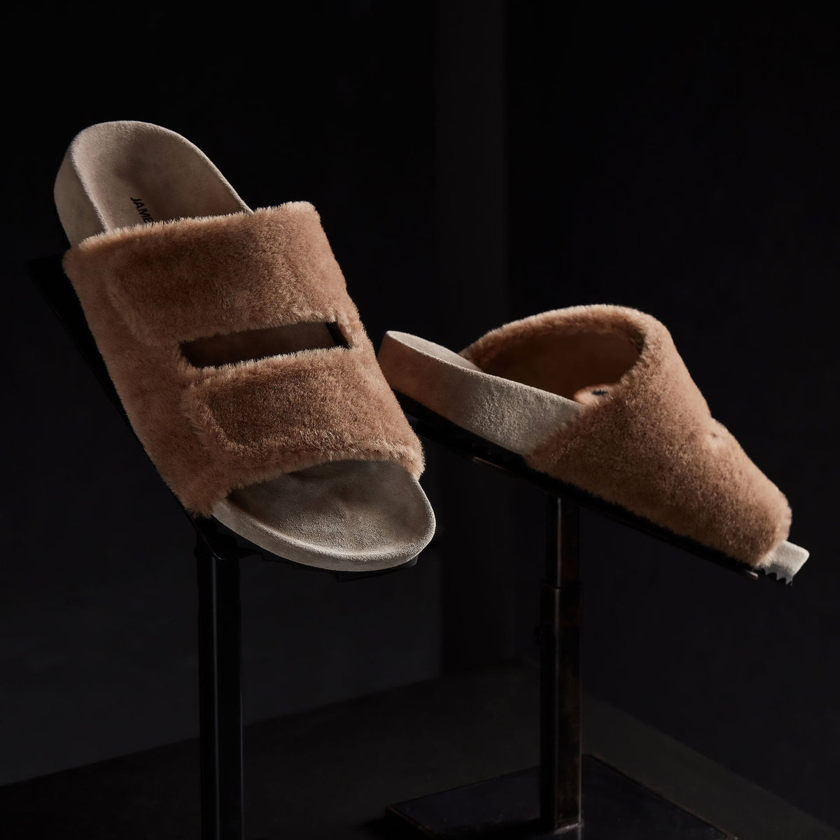 Alpaca Double Strap Slide - Chestnut/Earth | James Perse Los Angeles