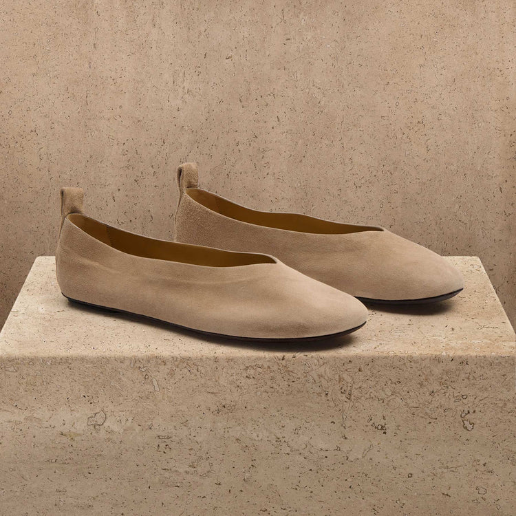 Women's Suede V Ballet Flat In Natural | James Perse Los Angeles