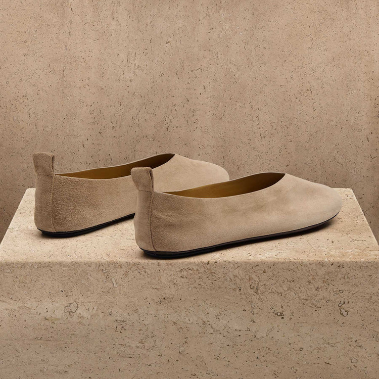 Women's Suede V Ballet Flat In Natural | James Perse Los Angeles