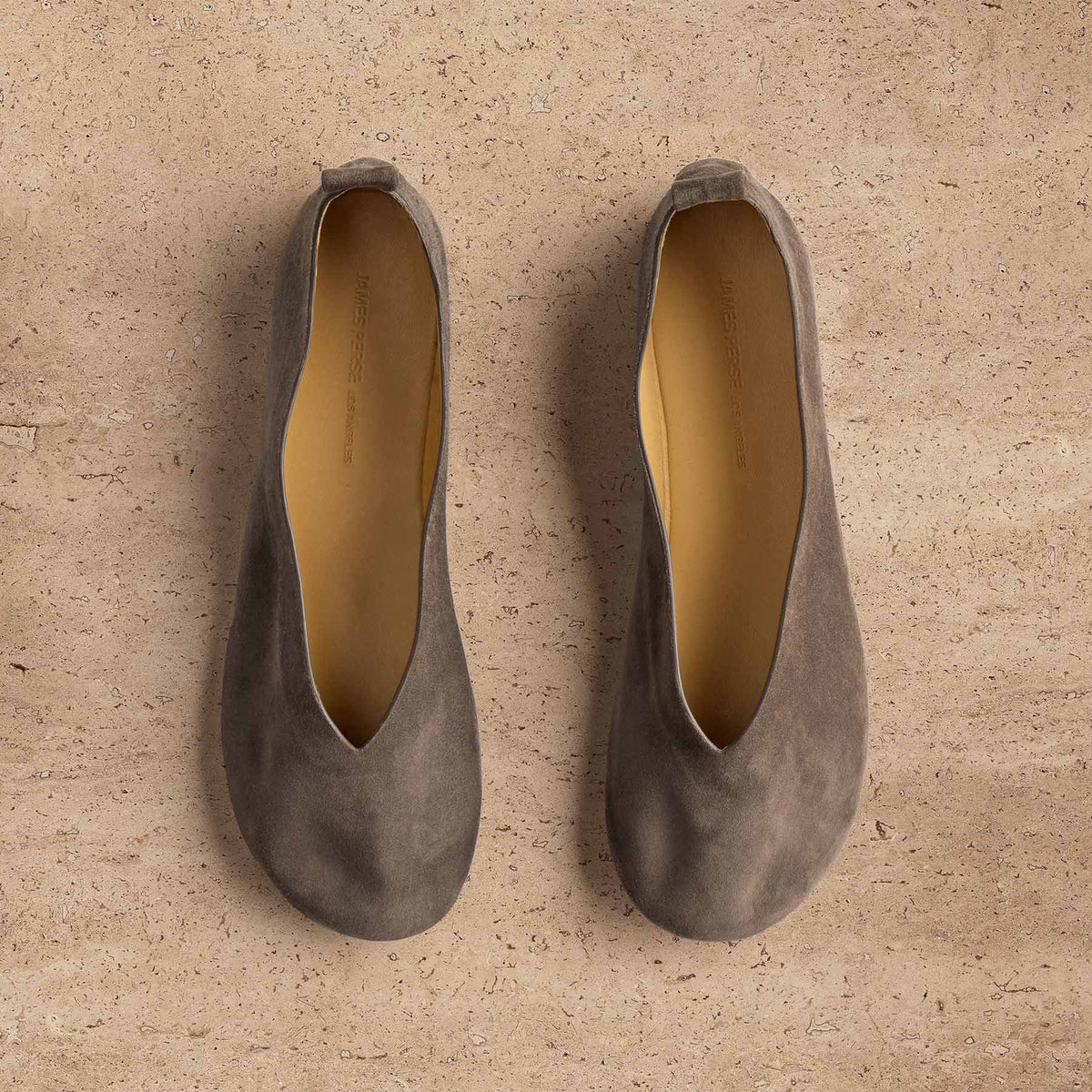 Women's Suede V Ballet Flat in Taupe Grey | James Perse Los Angeles