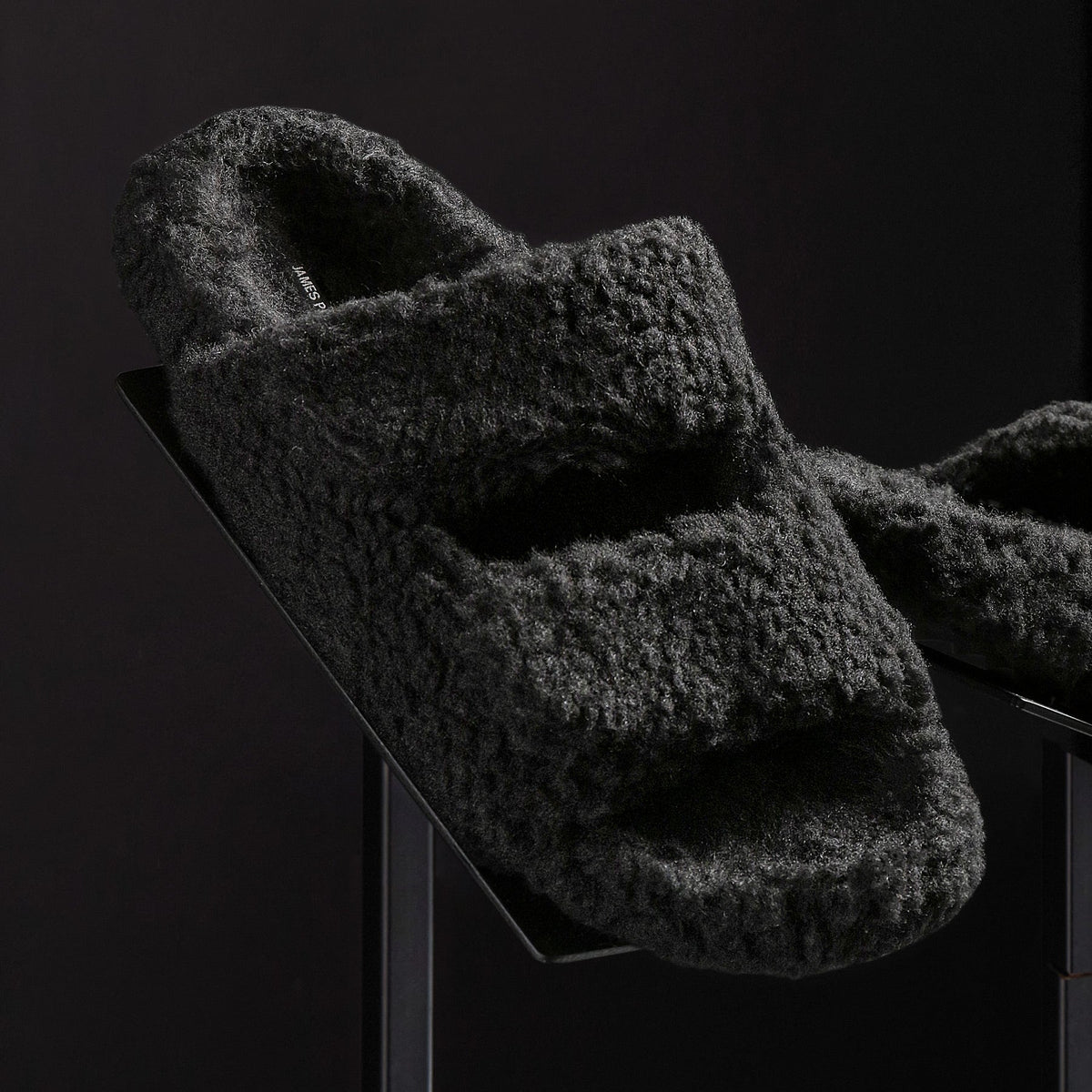 Women's Double Strap Shearling Slide in Black | James Perse Los Angeles