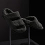 Women's Double Strap Shearling Slide in Black | James Perse Los Angeles