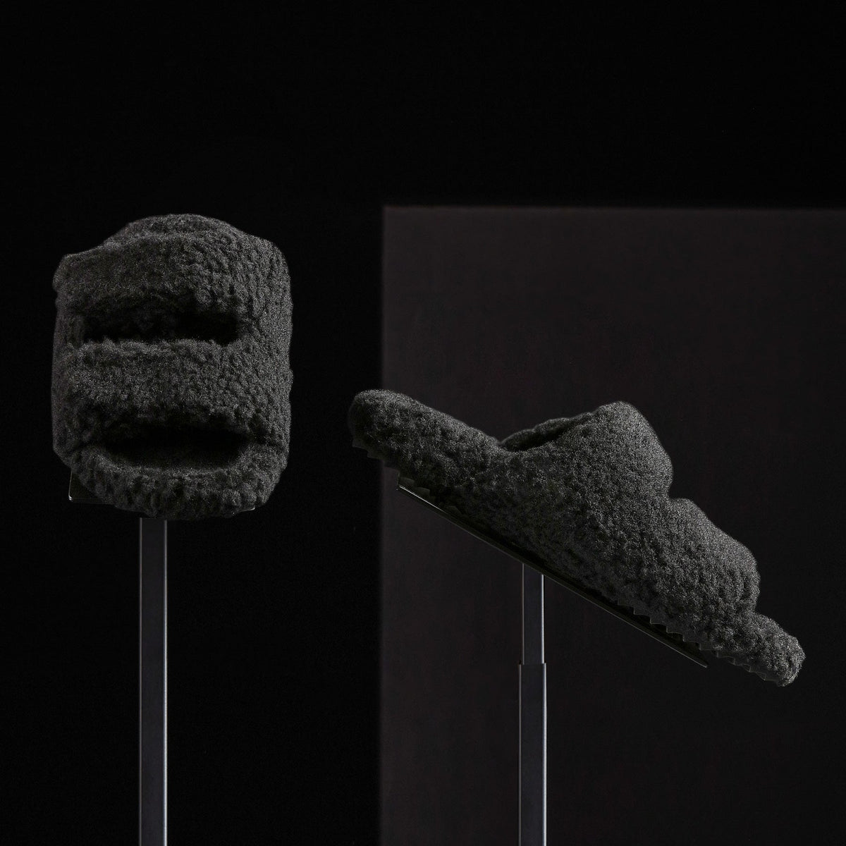 Women's Double Strap Shearling Slide in Black | James Perse Los Angeles