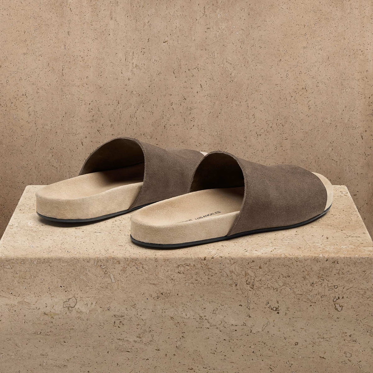 Women's Two Tone Suede Slide - Khaki/Taupe