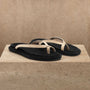 Women's Suede Cross Thong Sandal in Sand / Black | James Perse Los Angeles