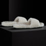 Women's Simple Strap Shearling Slide in Ivory | James Perse Los Angeles
